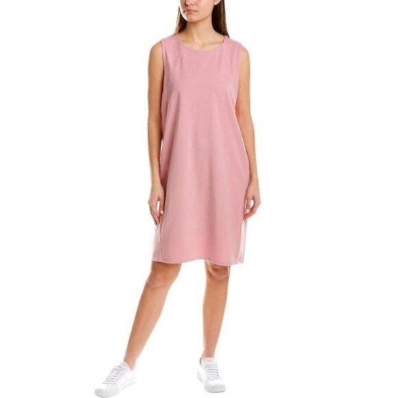 EILEEN FISHER Lantern Organic Cotton Sleeveless Shift Dress In Pink Size XXS - Picture 3 of 12